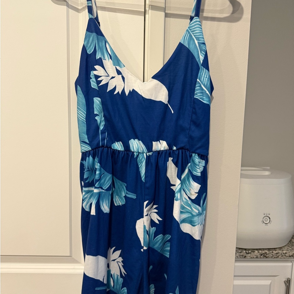 Blue and White Floral Jumpsuit